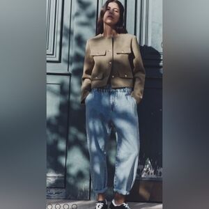 ZARA High-Waisted Paperbag Baggy Jeans